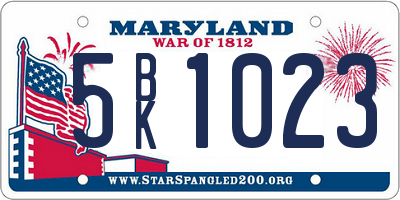 MD license plate 5BK1023