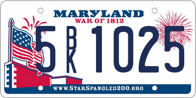 MD license plate 5BK1025