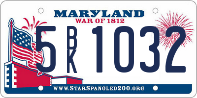 MD license plate 5BK1032