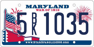 MD license plate 5BK1035