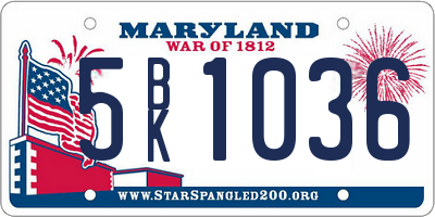 MD license plate 5BK1036