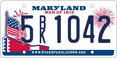 MD license plate 5BK1042