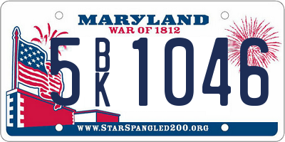 MD license plate 5BK1046