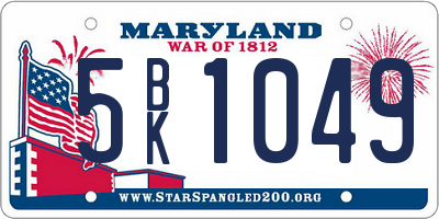 MD license plate 5BK1049