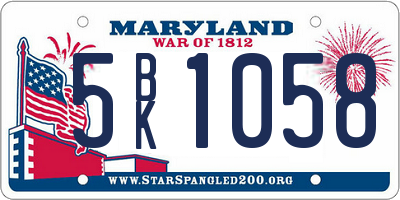 MD license plate 5BK1058
