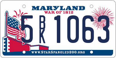 MD license plate 5BK1063