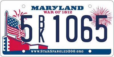 MD license plate 5BK1065