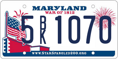 MD license plate 5BK1070