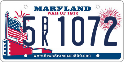 MD license plate 5BK1072