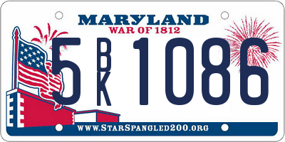 MD license plate 5BK1086