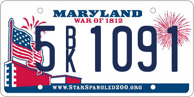 MD license plate 5BK1091
