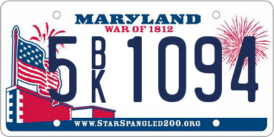 MD license plate 5BK1094