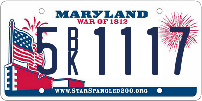 MD license plate 5BK1117