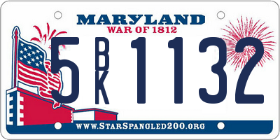 MD license plate 5BK1132