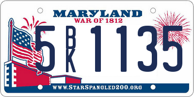 MD license plate 5BK1135