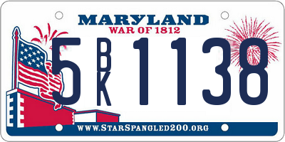 MD license plate 5BK1138