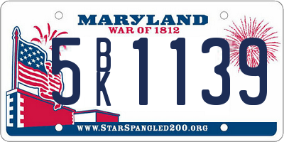 MD license plate 5BK1139