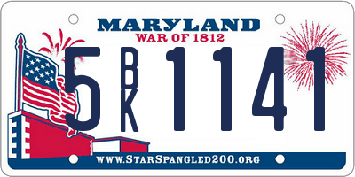MD license plate 5BK1141