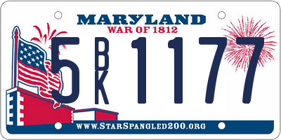 MD license plate 5BK1177