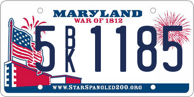 MD license plate 5BK1185