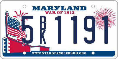 MD license plate 5BK1191