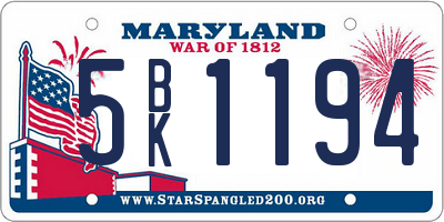 MD license plate 5BK1194
