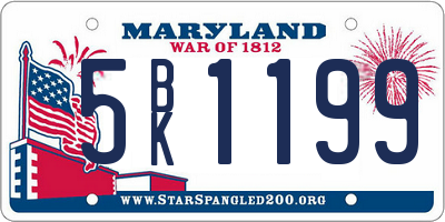 MD license plate 5BK1199