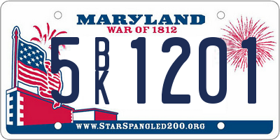 MD license plate 5BK1201