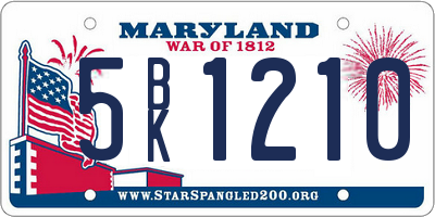 MD license plate 5BK1210