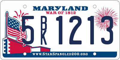 MD license plate 5BK1213