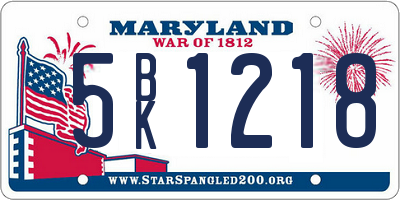 MD license plate 5BK1218