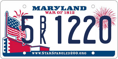 MD license plate 5BK1220