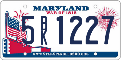 MD license plate 5BK1227