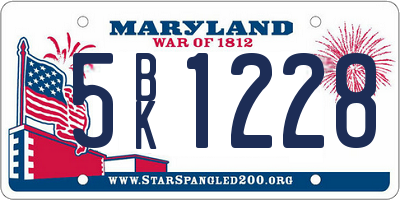 MD license plate 5BK1228