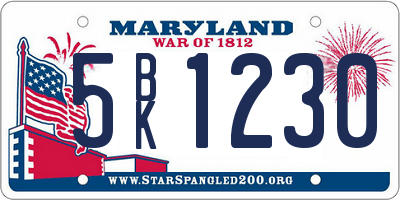 MD license plate 5BK1230