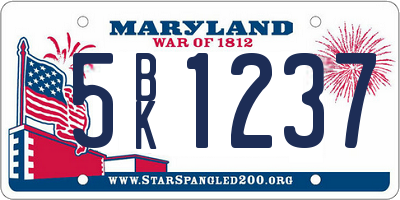 MD license plate 5BK1237