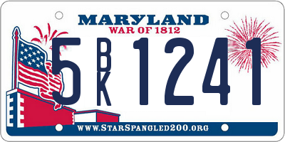 MD license plate 5BK1241