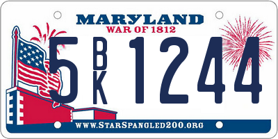 MD license plate 5BK1244