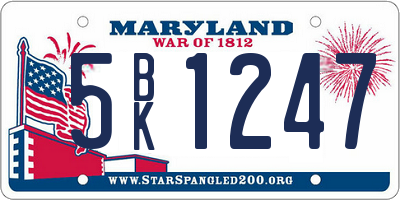 MD license plate 5BK1247