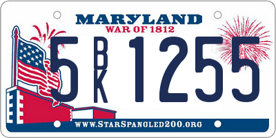 MD license plate 5BK1255