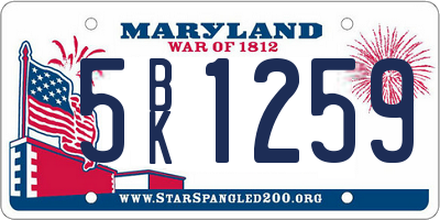 MD license plate 5BK1259