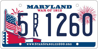 MD license plate 5BK1260
