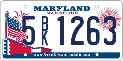 MD license plate 5BK1263