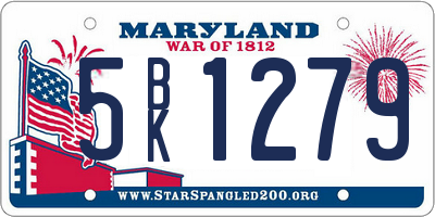 MD license plate 5BK1279