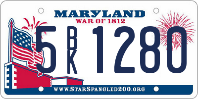 MD license plate 5BK1280