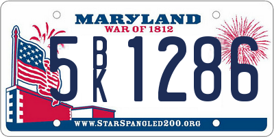 MD license plate 5BK1286