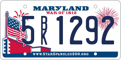 MD license plate 5BK1292