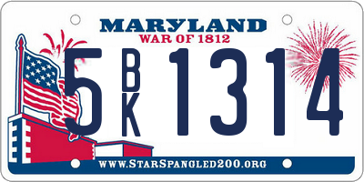 MD license plate 5BK1314