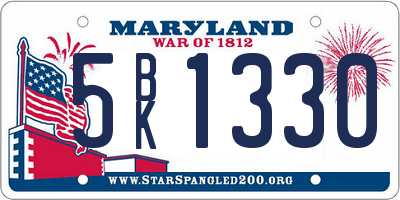 MD license plate 5BK1330