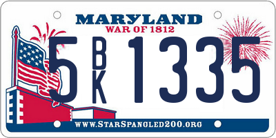 MD license plate 5BK1335